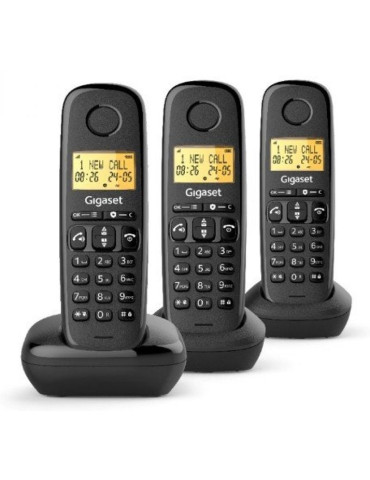 Teléfono Inalámbrico Gigaset Basic 100/ Pack TRIO/ Negro