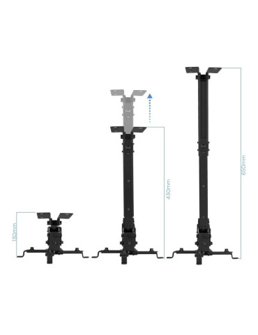 Soporte de Techo para Proyector TooQ PJ2012T-B/ Inclinable/ hasta 20kg 2