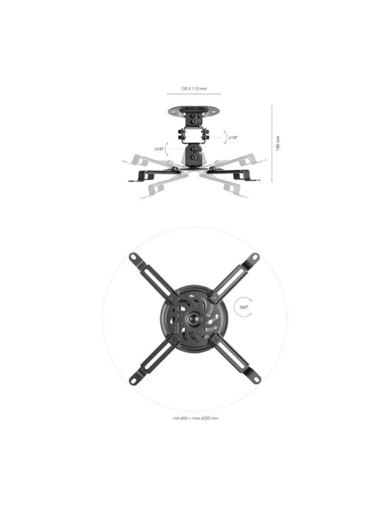 Soporte de Techo/ Pared para Proyector Aisens CP03TSR-127/ Giratorio/ Inclinable/ hasta 13.5kg