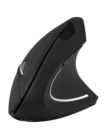 Ratón Vertical Inalámbrico Subblim Glide Vertical Ergo Dual Battery/ Batería Recargable/ Hasta 1600 DPI/ Negro