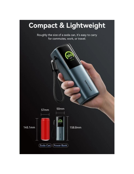Powerbank 20000mAh Vention FKGH0/ 200W/ Gris