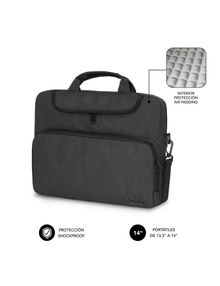 Maletín Subblim Air Padding para Portátiles hasta 14"/ Gris Oscuro