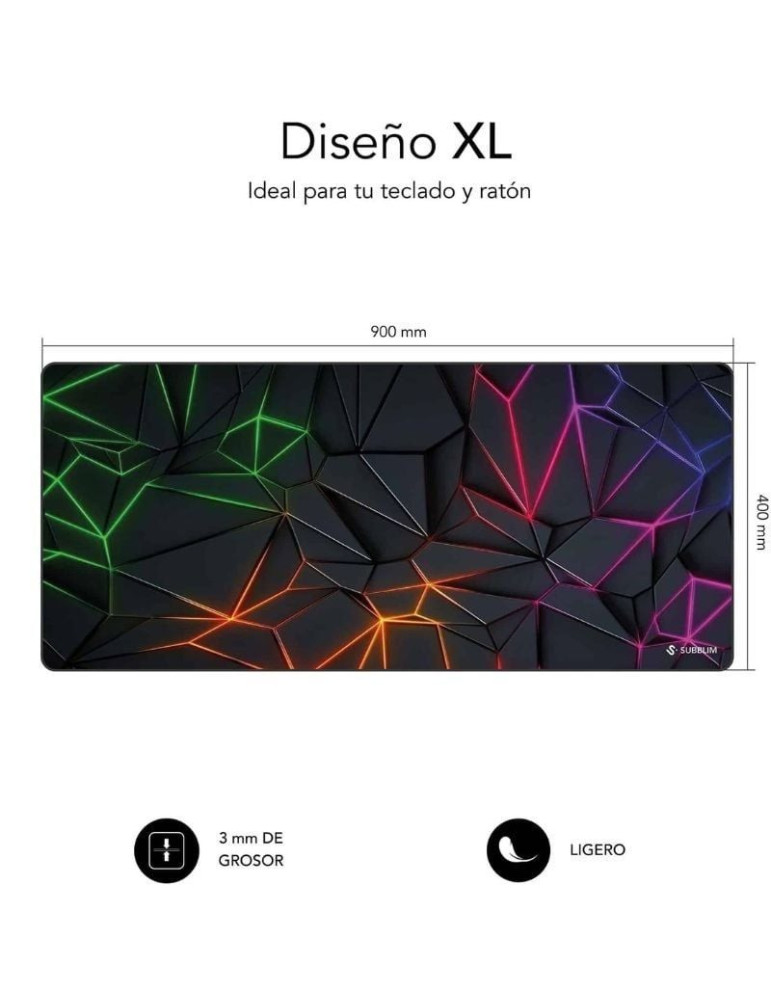 Alfombrilla Subblim Neon Obsidian XL/ 900 x 400 x 3 mm