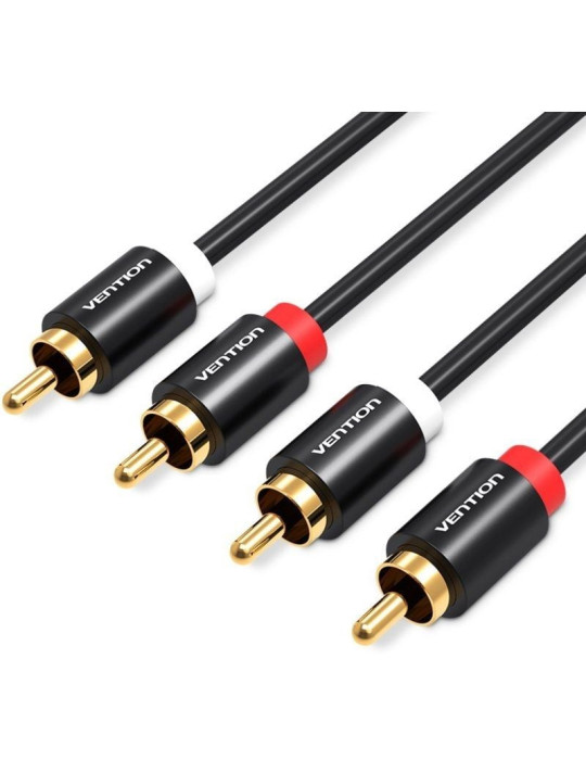Cable Estéreo Vention VAB-R06-B200/ 2x RCA Macho - 2x RCA Macho/ 2m/ Negro
