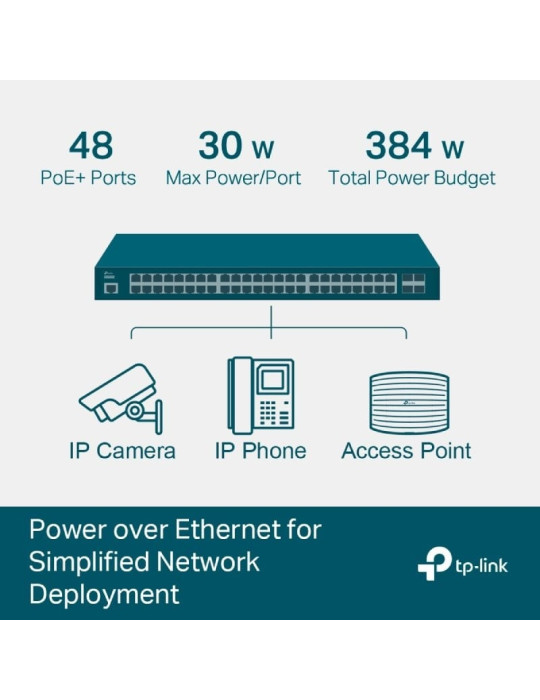 Switch Gestionable TP-Link Omada JetStream TL-SG3452P V2 52 Puertos/ RJ-45 10/100/1000/ PoE+/ SFP