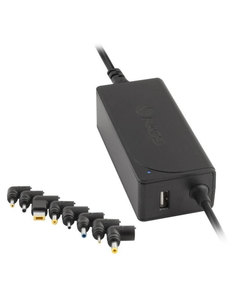 Cargador de Portátil NGS W-45W/ 1xUSB/ 45W/ Automático/ 8 Conectores/ Voltaje 19-20V