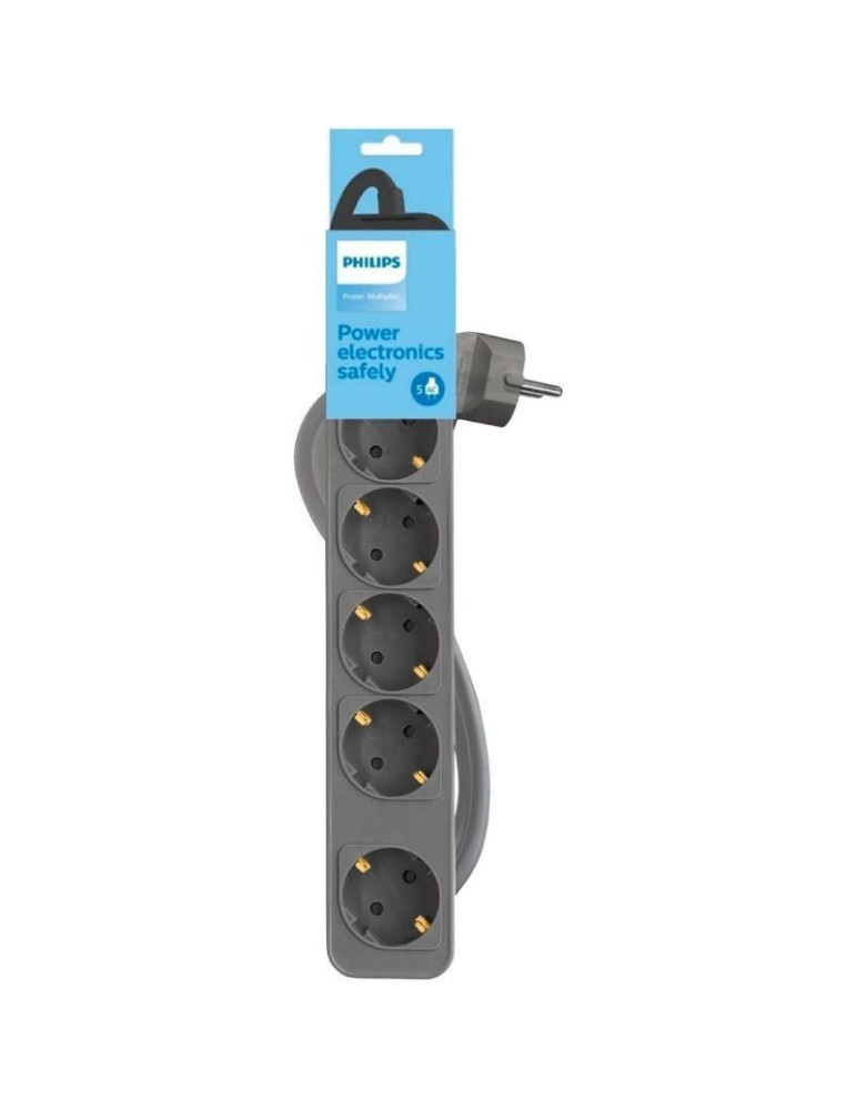 Regleta con Interruptor Philips CHP2154G/12 5 Tomas de corriente/ Cable 1.5m/ Gris