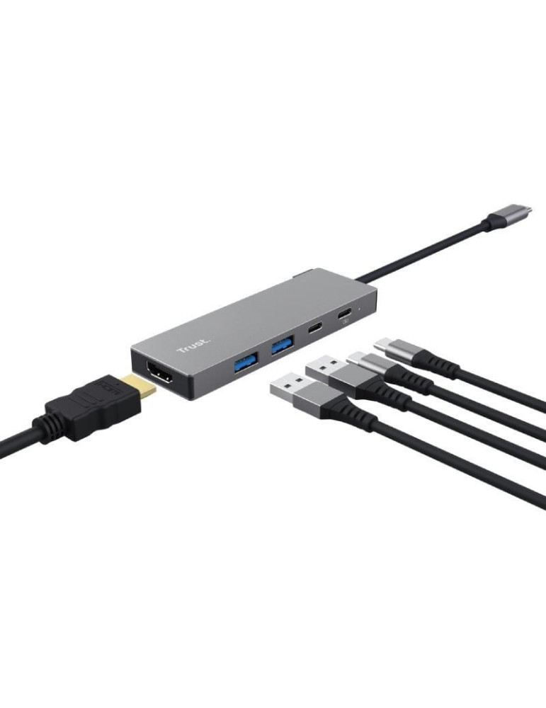 Docking USB Tipo-C Trust Dalyx/ 2xUSB/ 1xHDMI 4K/ 2xUSB Tipo-C/ Gris