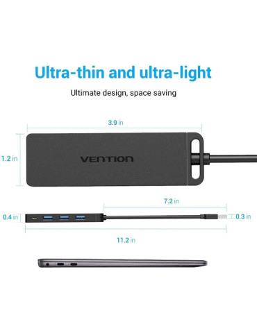 Hub USB 3.0 Vention CHLBB/ 4xUSB/ 1xMicroUSB PD 2