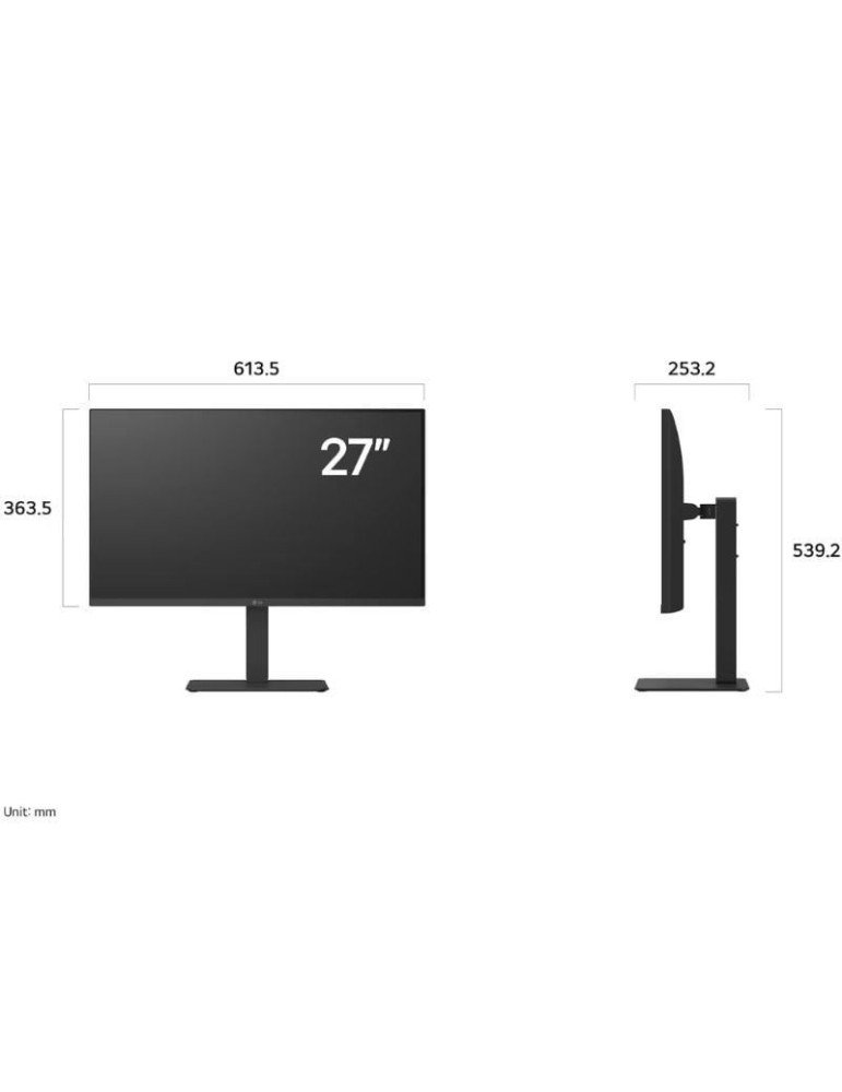 Monitor Profesional LG UltraFine 27BA45U-B 27"/ 4K/ Regulable en altura/ Negro