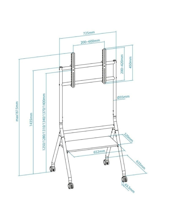 Soporte de Suelo con Ruedas Nivelable TooQ iDREAMS FS20206M-B para TV de 37-86"/ hasta 80kg