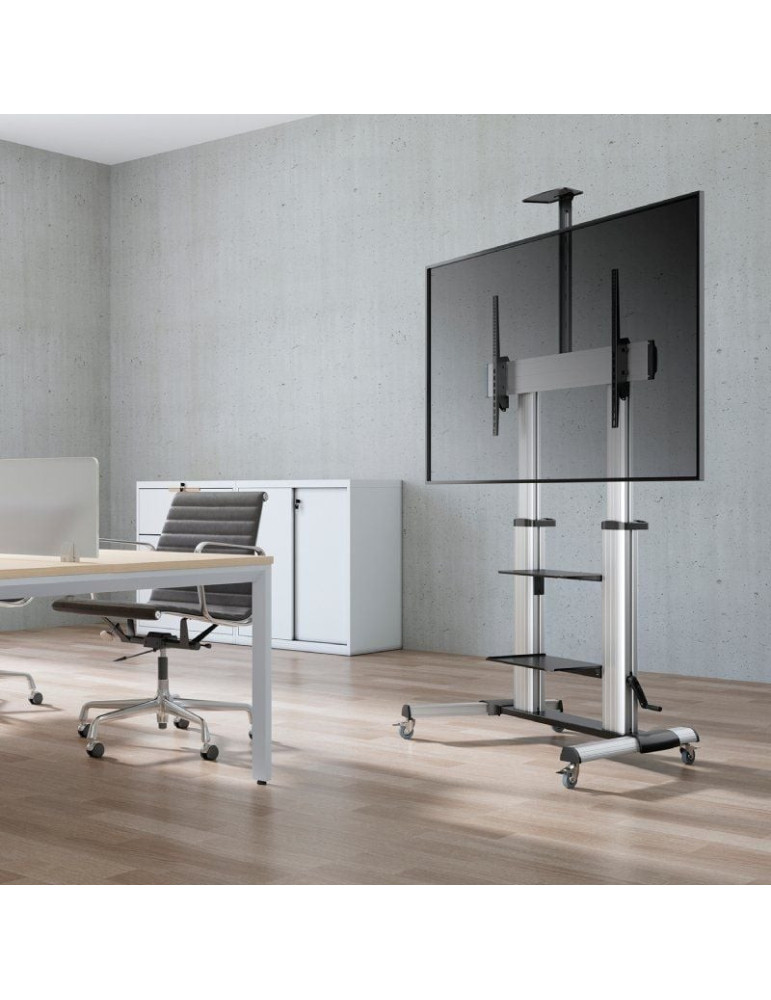 Soporte de Suelo Inclinable con Ruedas y Manivela Aisens FT100TE-125 para TV 60-100"/ hasta 100kg