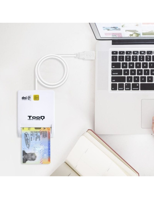 Lector de DNI TooQ TQR-210W/ USB 2.0/ Blanco
