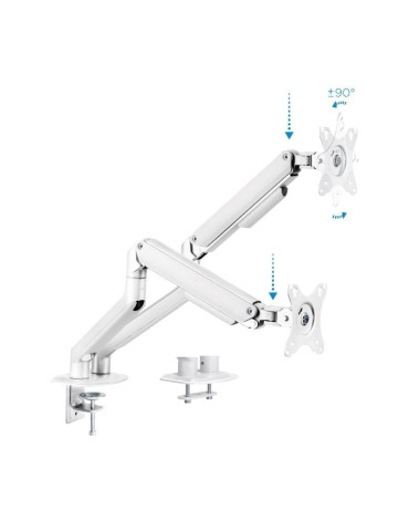 Soporte de Mesa para 2 Monitores TooQ DB4132TNR-W/ Giratorio/ Inclinable/ hasta 9kg 2