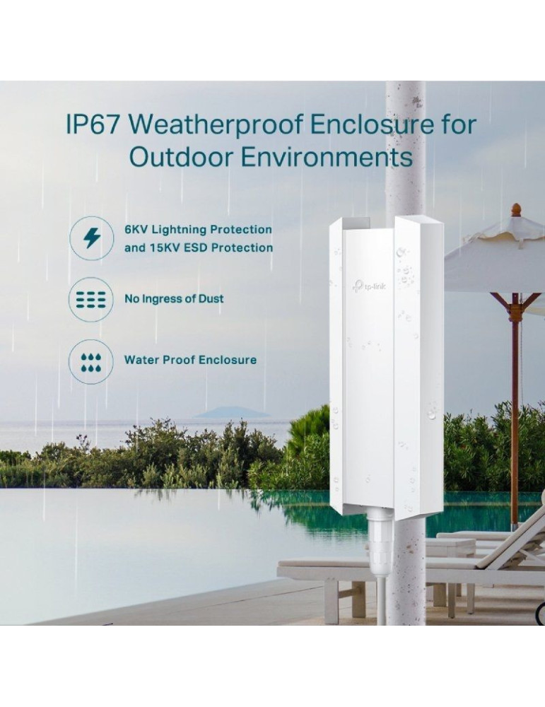 Punto de Acceso Inalámbrico TP-Link Omada EAP610-OUTDOOR/ WiFi 6/ PoE/ 1800Mbps/ 2.4GHz 5GHz/ Antenas de 5dBi/ WiFi 802.11ax/ac/
