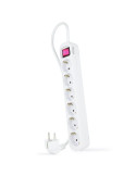 Regleta con Interruptor Nanocable 10.37.0006/ 6 Tomas de Corriente/ Cable 1.4m/ Blanca