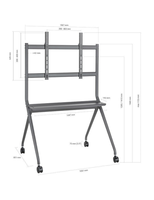 Soporte de Suelo con Ruedas Aisens FT86FE-143 para TV o Pantalla Interactiva 50"-86"/ hasta 120kg