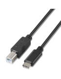 Cable USB 2.0  Impresora Aisens A107-0054/ USB Tipo-C Macho - USB Tipo-B Macho/ 480Mbps/ 2m/ Negro