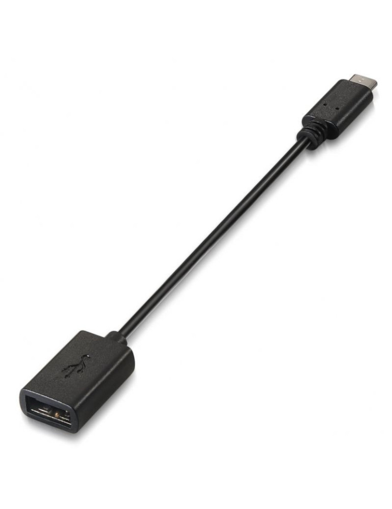 Cable USB 2.0 Tipo-C Aisens A107-0059/ USB Tipo-C Macho - USB Hembra/ 480Mbps/ 15cm/ Negro