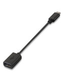 Cable USB 2.0 Tipo-C Aisens A107-0059/ USB Tipo-C Macho - USB Hembra/ 480Mbps/ 15cm/ Negro