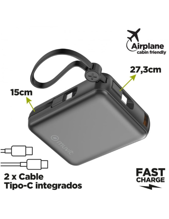 Powerbank 10000mAh Muvit For Change MCCHP0014/ 35W/ Negra