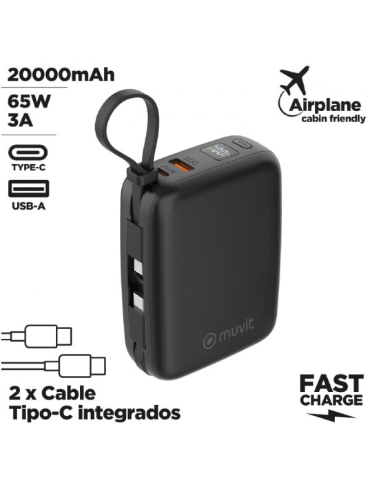 Powerbank 20000mAh Muvit For Change MCCHP0015/ 65W/ Negra