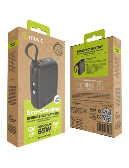 Powerbank 20000mAh Muvit For Change MCCHP0015/ 65W/ Negra