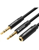 Cable Estéreo Vention BBUBY/ 2x Jack 3.5 Macho - Jack 3.5 Hembra/ 30cm/ Negro