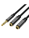 Cable Estéreo Vention BBWBY/ Jack 3.5 Macho - 2x Jack 3.5 Hembra/ 30cm/ Negro