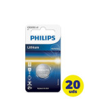 Pack de 20 Pilas de Botón Philips CR2032/ 3V