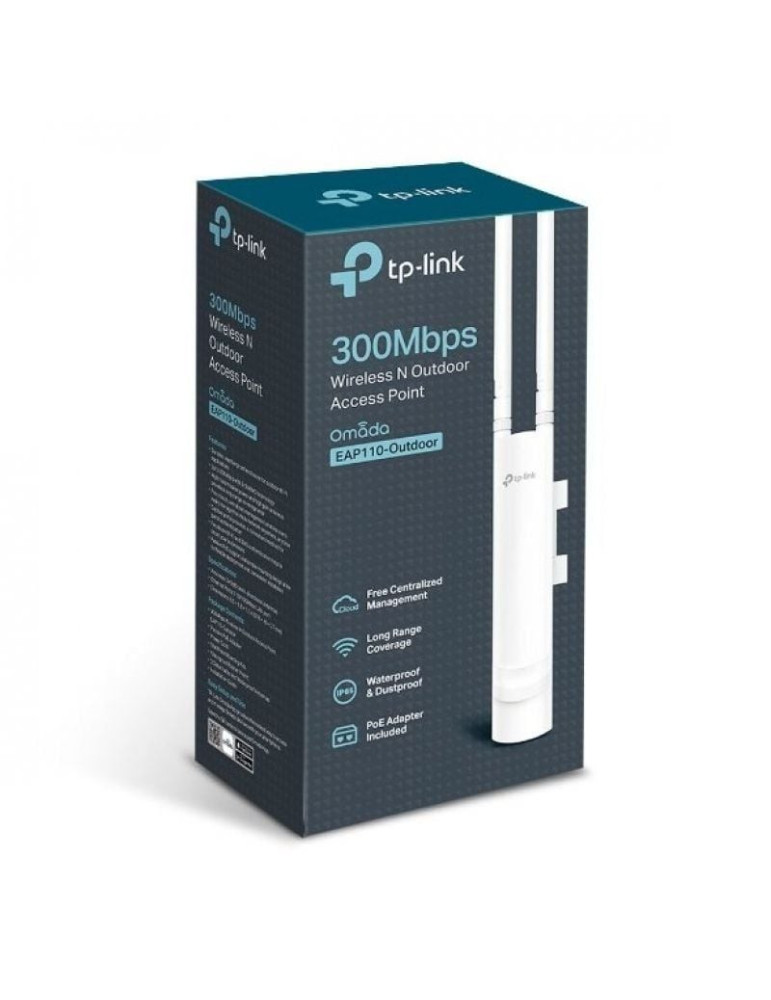 Punto de Acceso Inalámbrico TP-Link Omada EAP110-Outdoor PoE 300Mbps/ 2.4GHz/ Antenas de 5dBi/ WiFi 802.11n/b/g