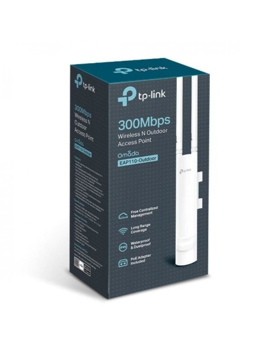 Punto de Acceso Inalámbrico TP-Link Omada EAP110-Outdoor PoE 300Mbps/ 2.4GHz/ Antenas de 5dBi/ WiFi 802.11n/b/g