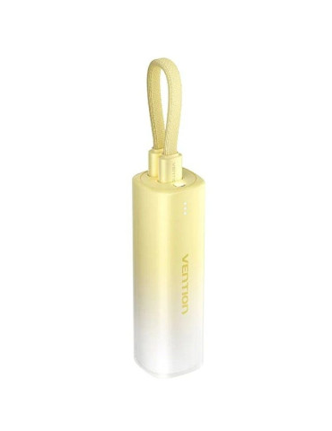 Powerbank 5000mAh Vention FHWY0/ 20W/ Amarilla/ Incluye Cable USB Tipo-C y Lightning