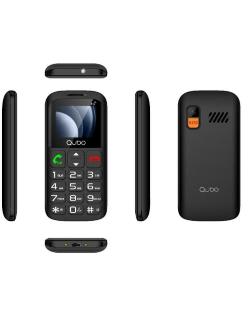 Teléfono Móvil Qubo P-186BKC 4G para Personas Mayores/ Negro