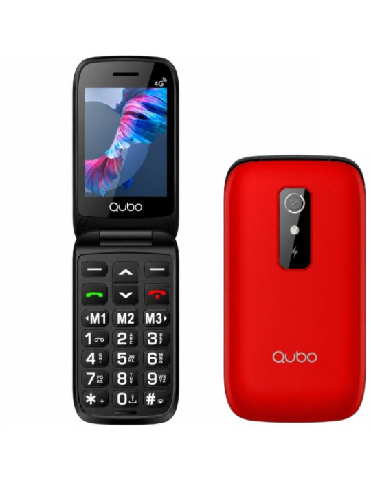 Teléfono Móvil Qubo P-220RD 4G para Personas Mayores/ Rojo