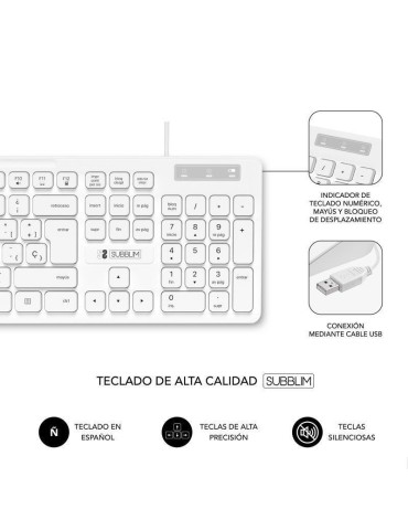 Teclado Subblim Business Slim Silencioso/ Blanco 2