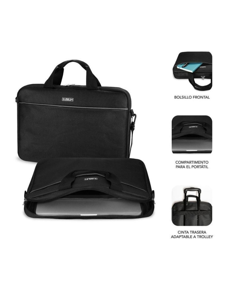 Maletín + Ratón Inalámbrico Subblim Select Pack para Portátiles hasta 15.6"/ Cinta para Trolley/ Negro
