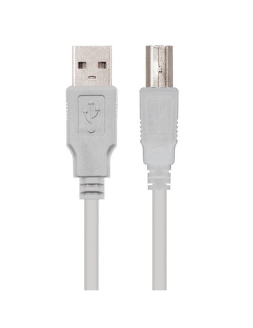 Cable USB 2.0 Impresora Nanocable 10.01.0104/ USB Tipo-B Macho - USB Macho/ 3m/ Beige
