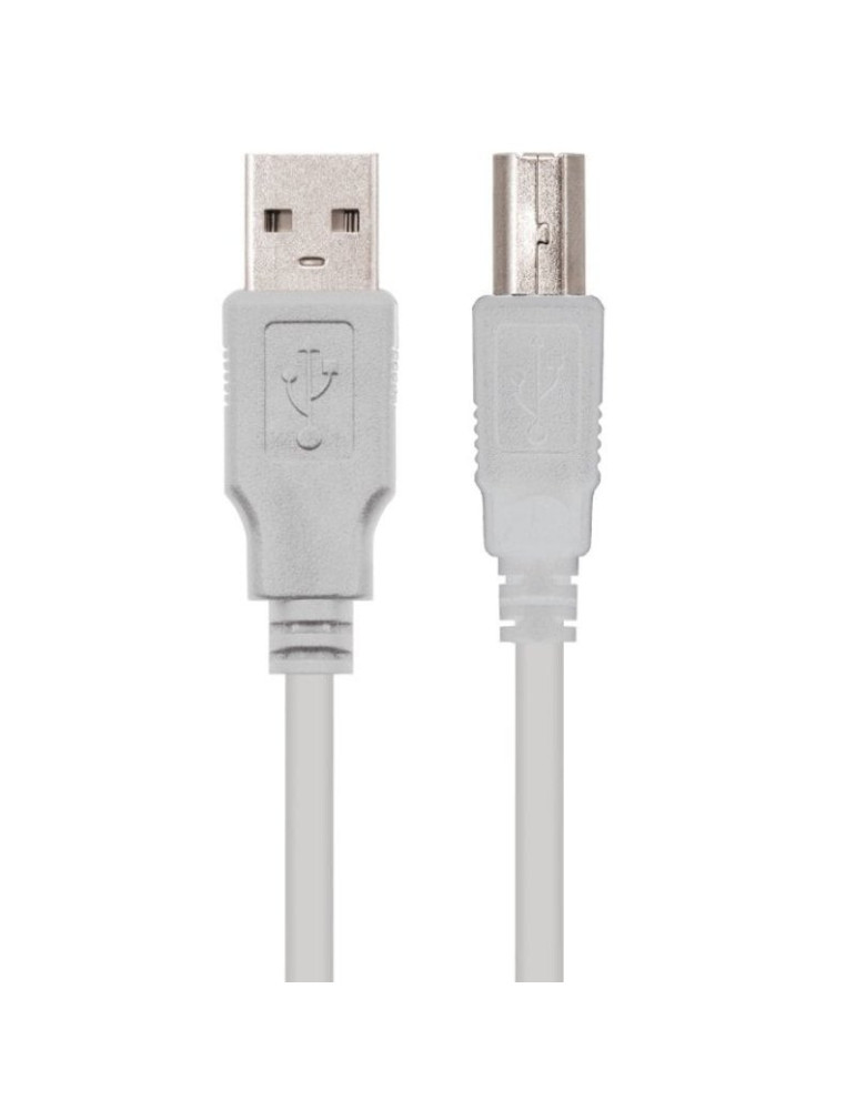 Cable USB 2.0 Impresora Nanocable 10.01.0104/ USB Tipo-B Macho - USB Macho/ 3m/ Beige