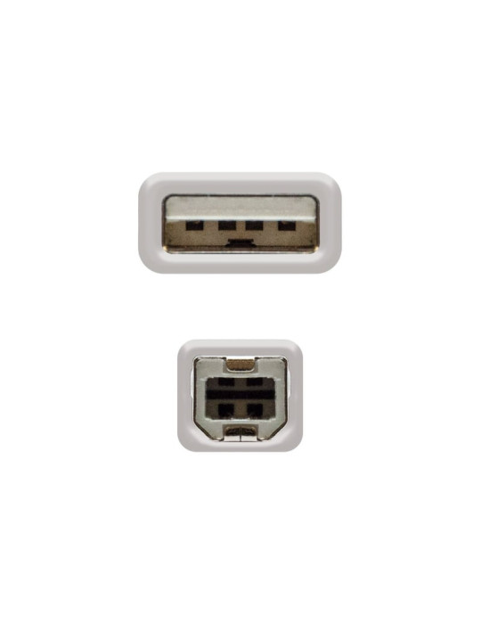 Cable USB 2.0 Impresora Nanocable 10.01.0104/ USB Tipo-B Macho - USB Macho/ 3m/ Beige