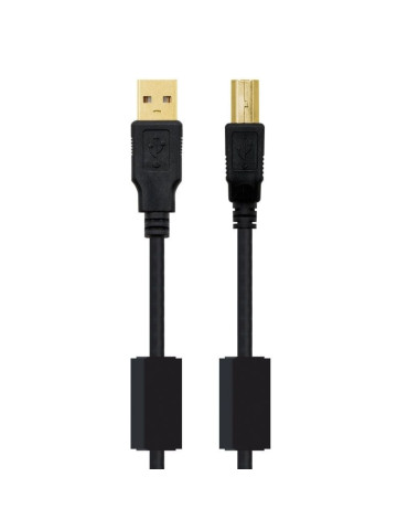Cable USB 2.0 Impresora Nanocable 10.01.1202/ USB Tipo-B Macho - USB Macho / 2m/ Negro 2