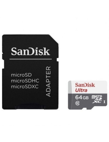 Tarjeta de Memoria SanDisk Ultra 64GB microSD XC con Adaptador/ Clase 10/ 100MB/s 2