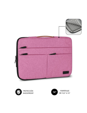 Funda Subblim Air Padding 360 Sleeve para Portátiles hasta 14"/ Rosa