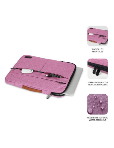 Funda Subblim Air Padding 360 Sleeve para Portátiles hasta 14"/ Rosa 2