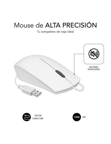 Ratón Subblim Business Silencioso/ Hasta 1200 DPI/ Blanco 2