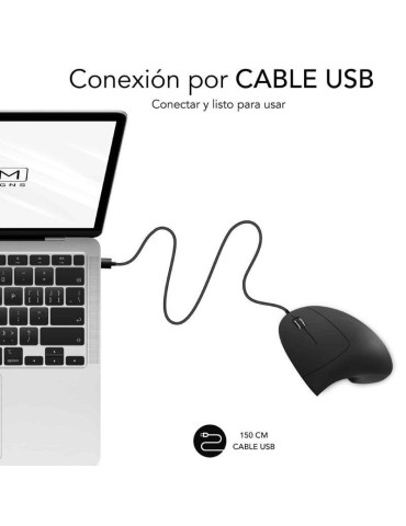 Ratón Vertical Subblim Glide Vertical Ergo Wired/ Hasta 1600 DPI/ Negro 2