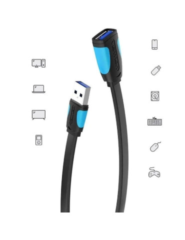 Cable Alargador USB 3.0 Vention VAS-A13-B200/ USB Macho - USB Hembra/ 5Gbps/ 2m/ Negro y Azul 2