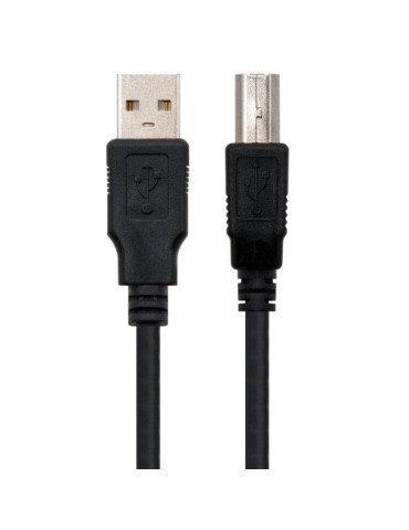 Cable USB 2.0 Impresora Nanocable 10.01.0102/ USB Tipo-B Macho - USB Macho/ 1m/ Negro