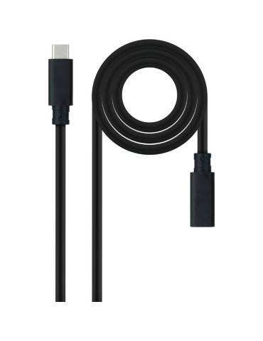 Cable Alargador USB Tipo-C 3.2 Nanocable 10.01.4502/ USB Tipo-C Macho - USB Tipo-C Hembra/ 2m/ Negro