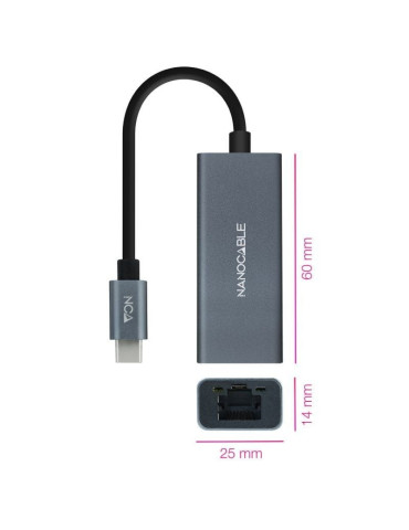 Adaptador Tipo-C - RJ45 Nanocable 10.03.0406/ 1000Mbps 2